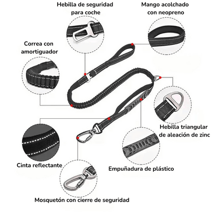 PatiFlex – Correa Extensible con Amortiguador y Hebilla de Seguridad